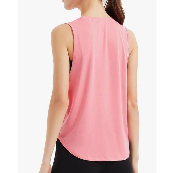 KPSUN Women's S Workout Tank Top Lightweight Sleeveless Loose Fit Athletic Pink - Picture 3 of 5